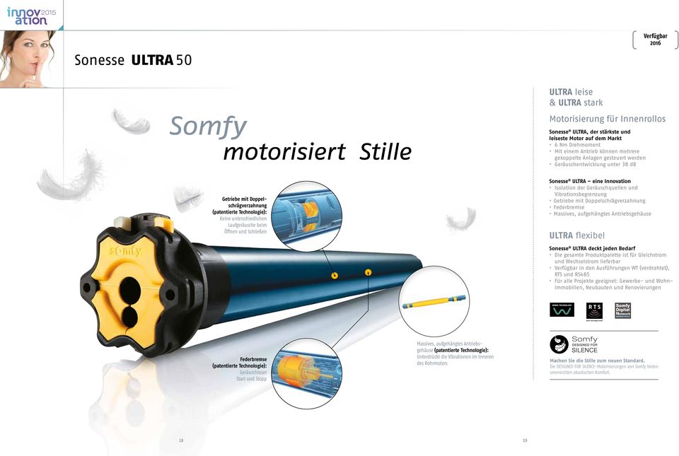 Schließen Sonesse ULTRA eine Innovation Isolation der Geräuschquellen und Vibrationsbegrenzung Getriebe mit Doppelschrägverzahnung Federbremse Massives, aufgehängtes Antriebsgehäuse ULTRA flexibel