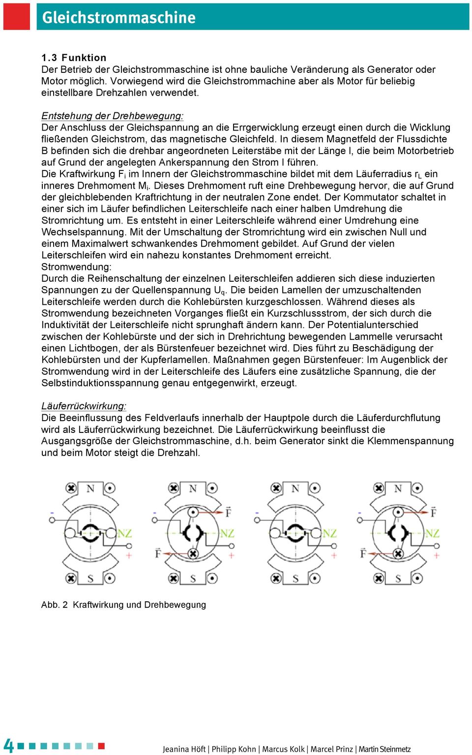 Entstehung der Drehbewegung: Der Anschluss der Gleichspannung an die Errgerwicklung erzeugt einen durch die Wicklung fließenden Gleichstrom, das magnetische Gleichfeld.