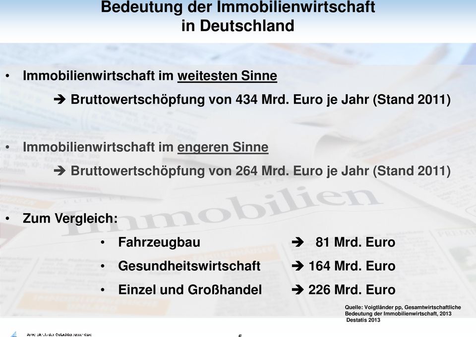 Euro je Jahr (Stand 2011) Zum Vergleich: Fahrzeugbau 81 Mrd. Euro Gesundheitswirtschaft 164 Mrd.