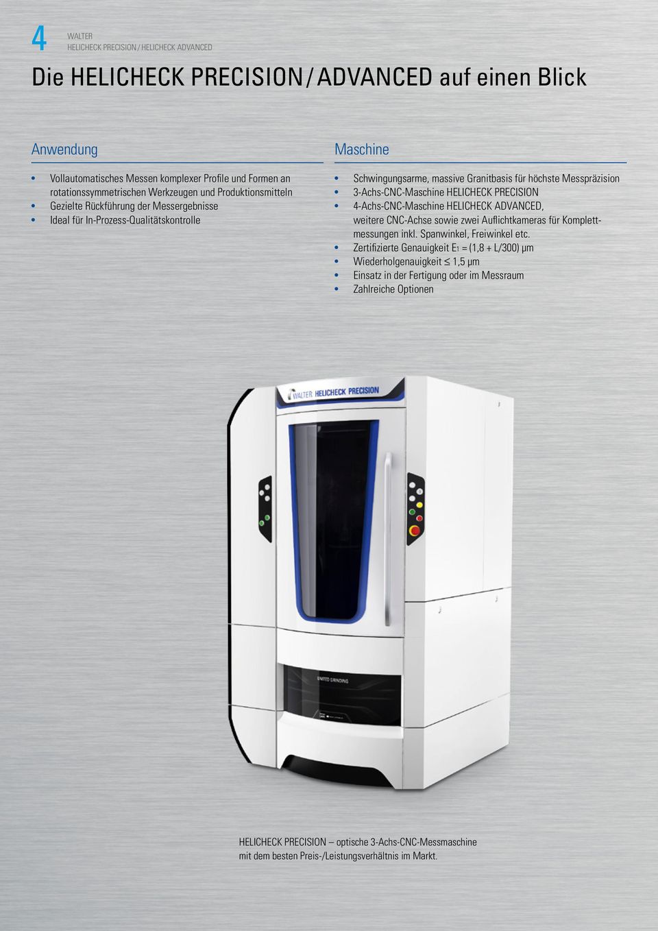 3-Achs-CNC-Maschine HELICHECK PRECISION 4-Achs-CNC-Maschine HELICHECK ADVANCED, weitere CNC-Achse sowie zwei Auflichtkameras für Komplettmessungen inkl. Spanwinkel, Freiwinkel etc.