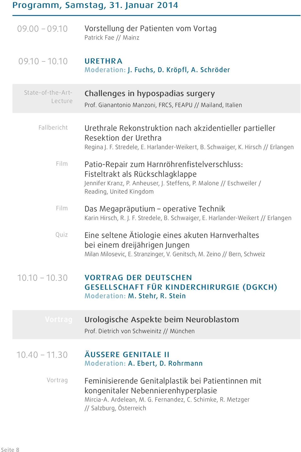 Gianantonio Manzoni, FRCS, FEAPU // Mailand, Italien Film Film Quiz Urethrale Rekonstruktion nach akzidentieller partieller Resektion der Urethra Regina J. F. Stredele, E. Harlander-Weikert, B.