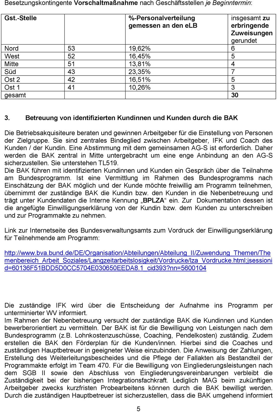 gerundet 3. Betreuung von identifizierten Kundinnen und Kunden durch die BAK Die Betriebsakquisiteure beraten und gewinnen Arbeitgeber für die Einstellung von Personen der Zielgruppe.