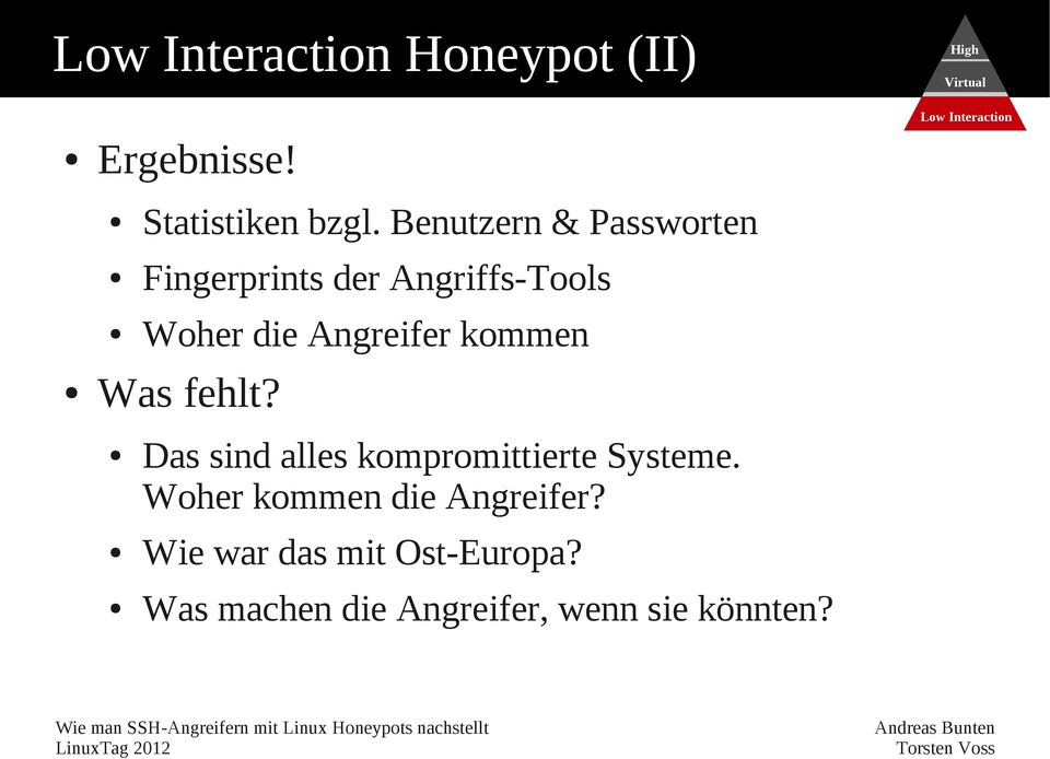 Angreifer kommen Was fehlt? Das sind alles kompromittierte Systeme.