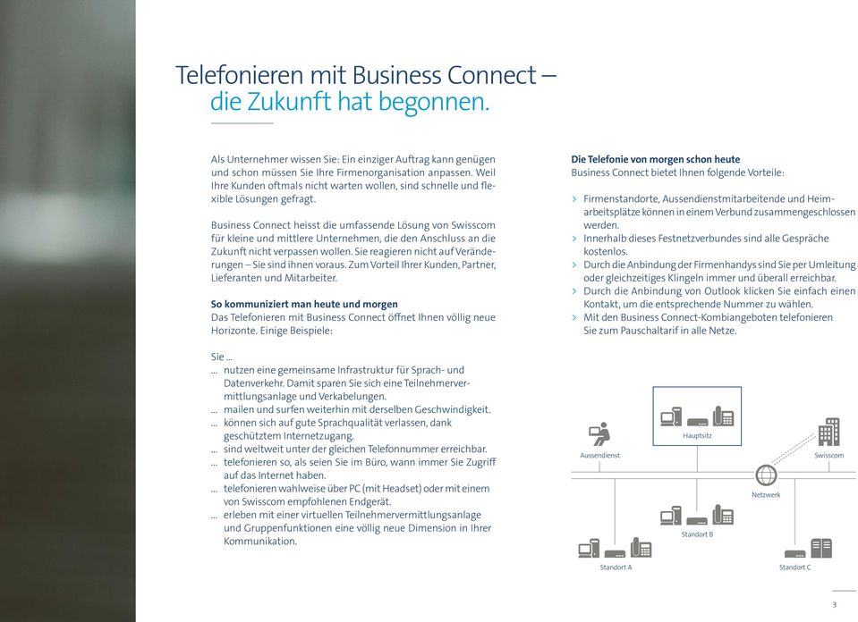 Business Connect heisst die umfassende Lösung von Swisscom für kleine und mittlere Unternehmen, die den Anschluss an die Zukunft nicht verpassen wollen.