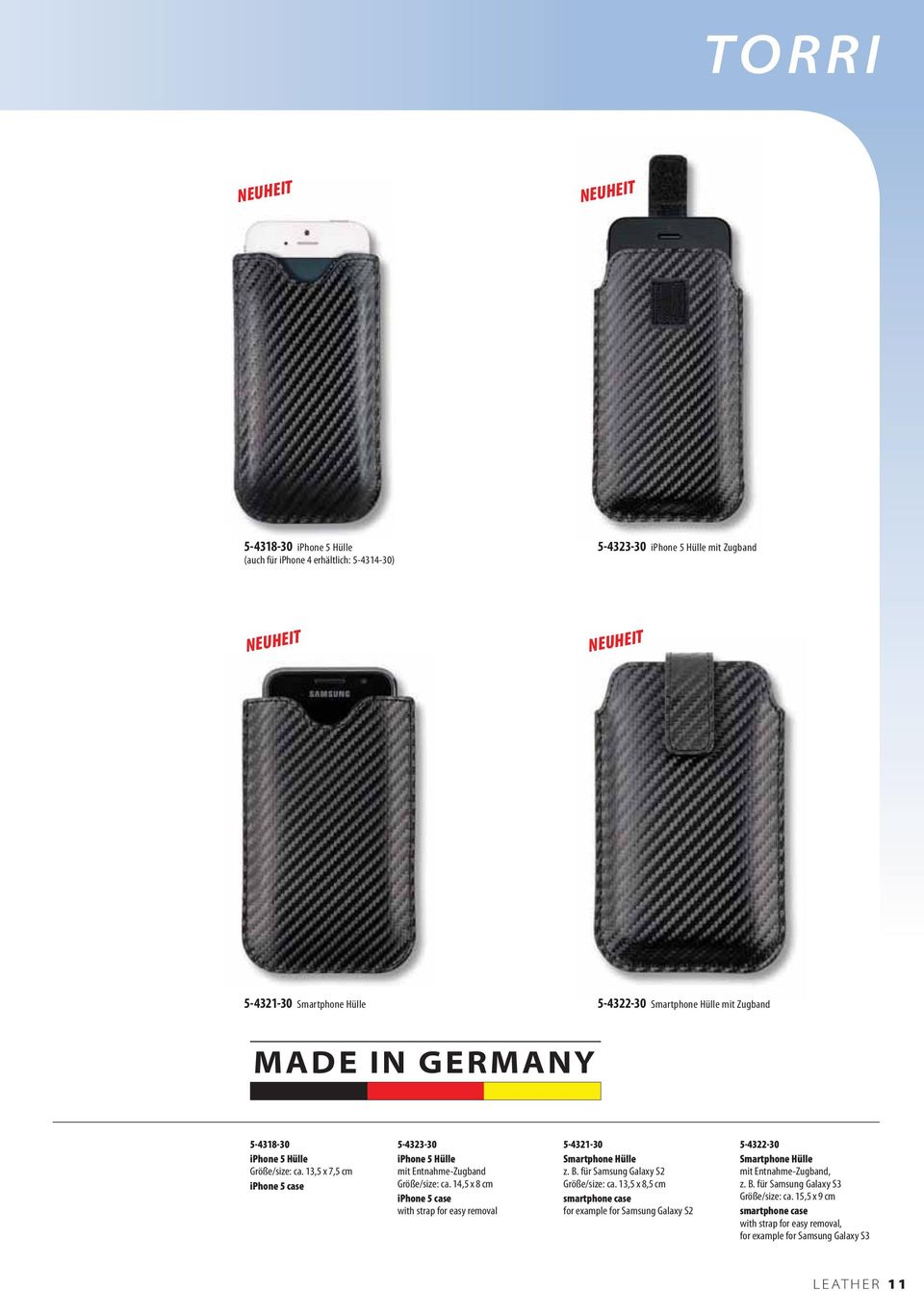 14,5 x 8 cm iphone 5 case with strap for easy removal 5-4321-30 Smartphone Hülle z. B. für Samsung Galaxy S2 Größe/size: ca.