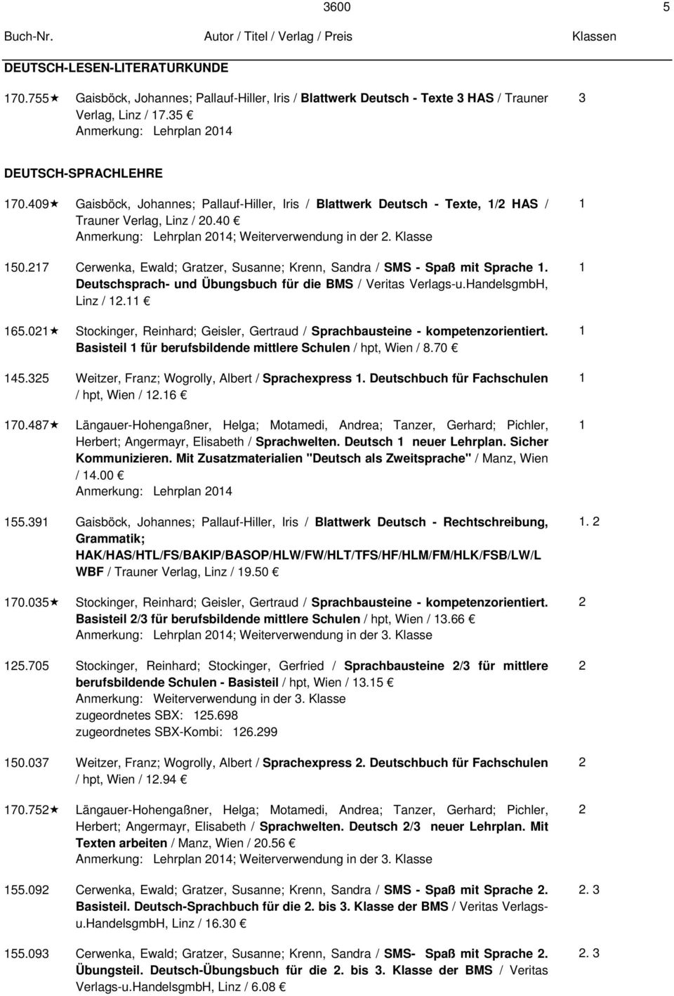 7 Cerwenka, Ewald; Gratzer, Susanne; Krenn, Sandra / SMS - Spaß mit Sprache. Deutschsprach- und Übungsbuch für die BMS / Veritas Verlags-u.HandelsgmbH, Linz /. 65.