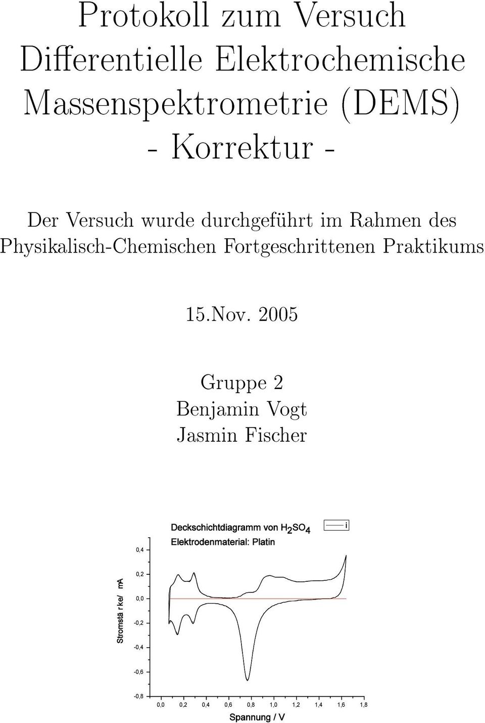 Physikalisch-Chemischen Fortgeschrittenen Praktikums 15.Nov.