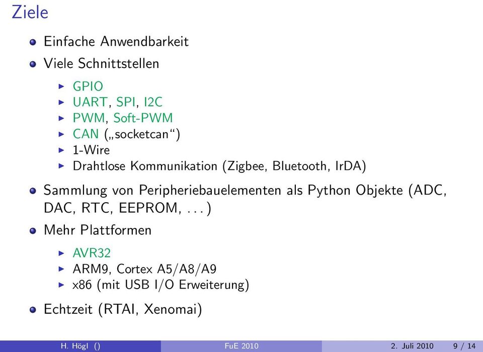 Peripheriebauelementen als Python Objekte (ADC, DAC, RTC, EEPROM,.