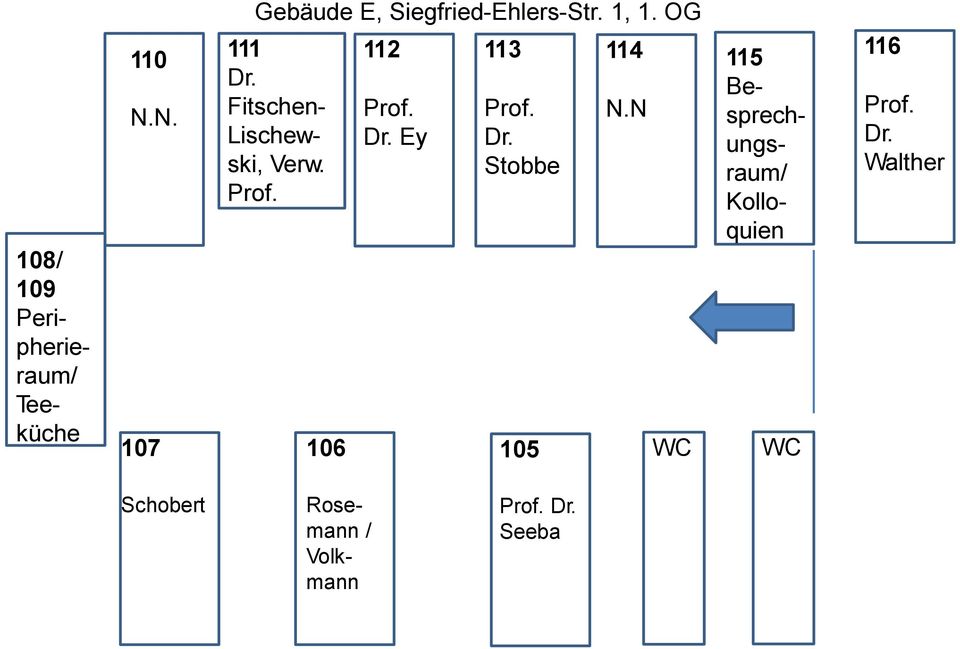 Fitschen- Lischewski, Verw. Prof. 106 112 Prof. Dr. Ey 113 Prof. Dr. Stobbe 105 114 N.