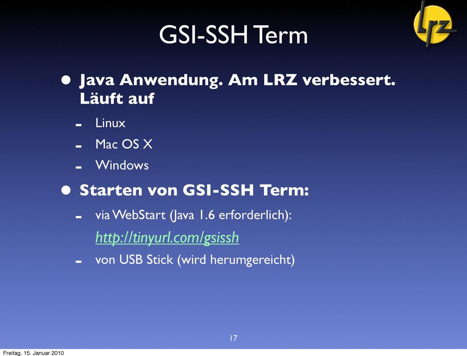 GSI-SSH Term: - via WebStart (Java 1.