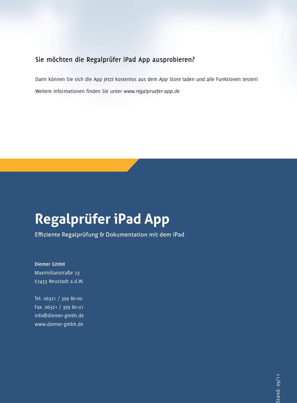 Funktionen testen! Weitere Informationen finden Sie unter www.regalpruefer-app.