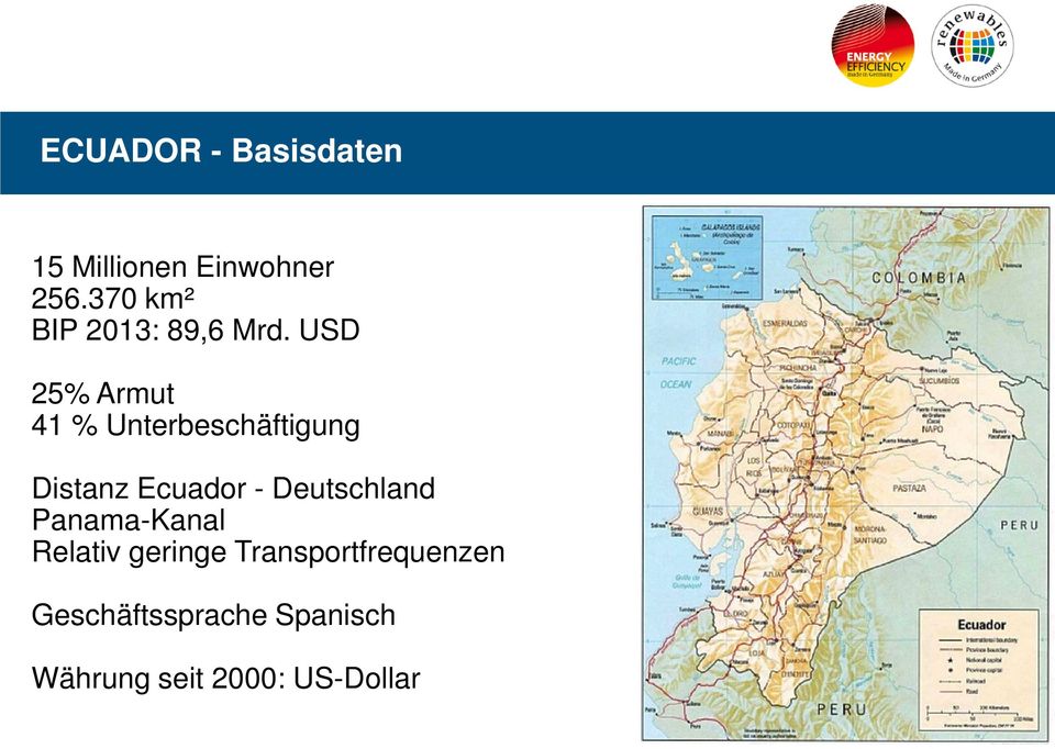 USD 25% Armut 41 % Unterbeschäftigung Distanz Ecuador -