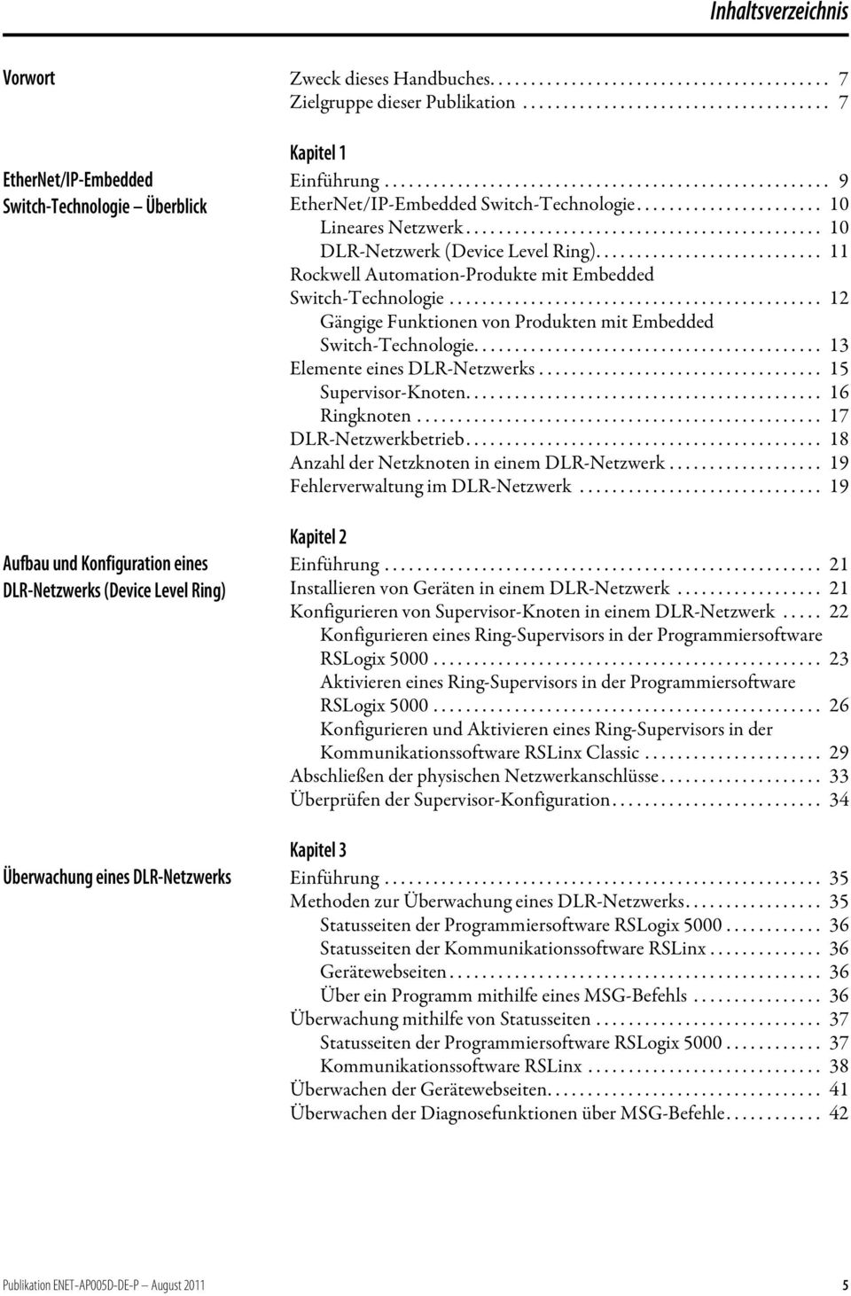 ...................................................... 9 EtherNet/IP-Embedded Switch-Technologie....................... 10 Lineares Netzwerk............................................ 10 DLR-Netzwerk (Device Level Ring).