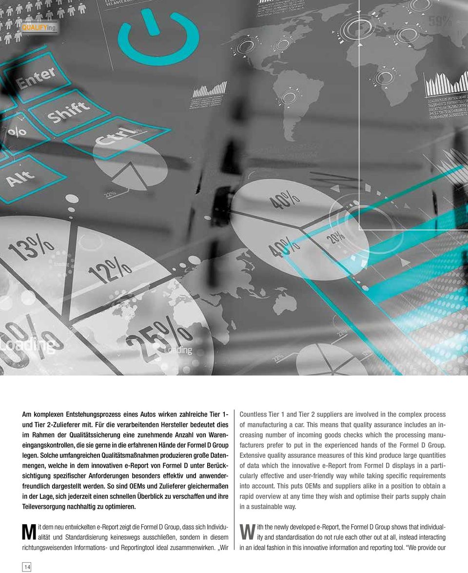 Solche umfangreichen Qualitätsmaßnahmen produzieren große Datenmengen, welche in dem innovativen e-report von Formel D unter Berücksichtigung spezifischer Anforderungen besonders effektiv und