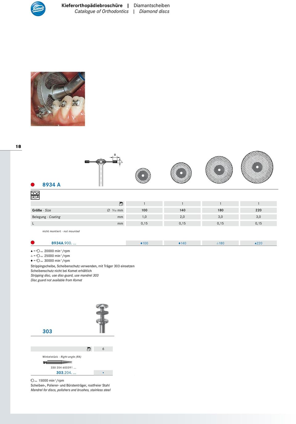 ... m100 m140 l180 k220 Strippingscheibe, Scheibenschutz verwenden, mit Träger 303 einsetzen Scheibenschutz nicht bei Komet erhältlich Stripping disc, use disc-guard, use