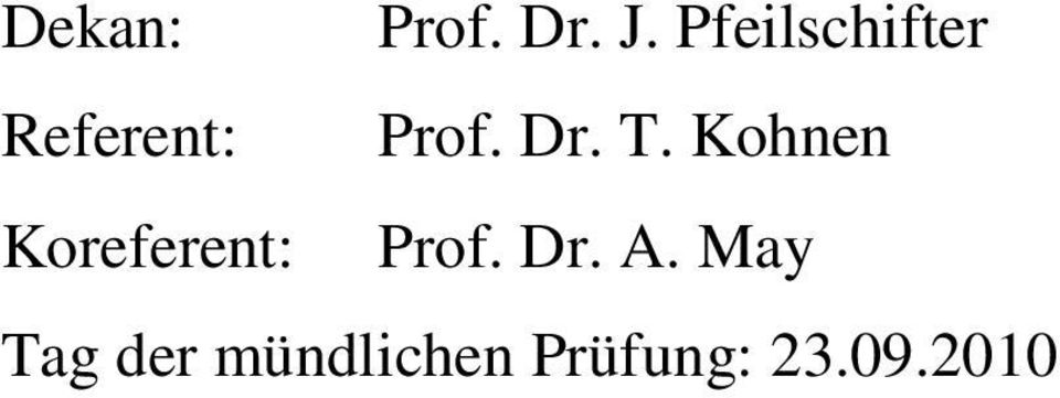 T. Kohnen Koreferent: Prof. Dr.