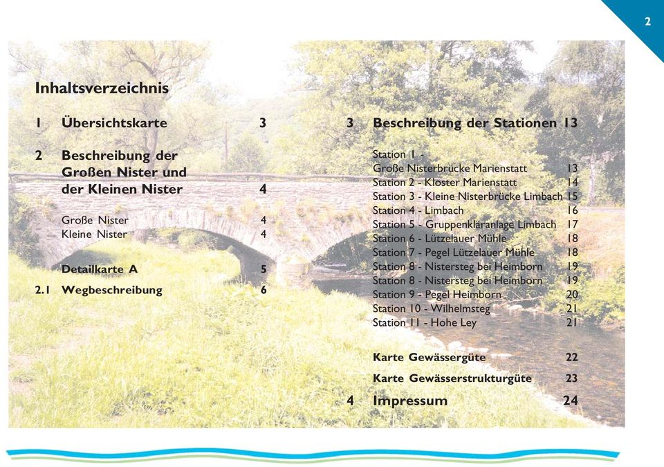 Limbach 15 Station 4 - Limbach 16 Station 5 - Gruppenkläranlage Limbach 17 Station 6 - Lützelauer Mühle 18 Station 7 - Pegel Lützelauer Mühle 18 Station 8 - Nistersteg bei