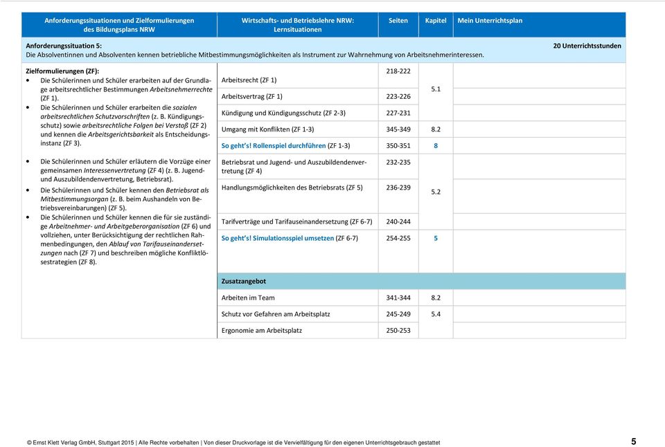 Die Schülerinnen und Schüler erarbeiten die sozialen arbeitsrechtlichen Schutzvorschriften (z. B.