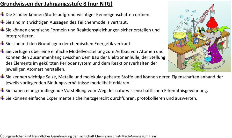 Sie verfügen über eine einfache Modellvorstellung zum Aufbau von Atomen und können den Zusammenhang zwischen dem Bau der Elektronenhülle, der Stellung des Elements im gekürzten Periodensystem und dem