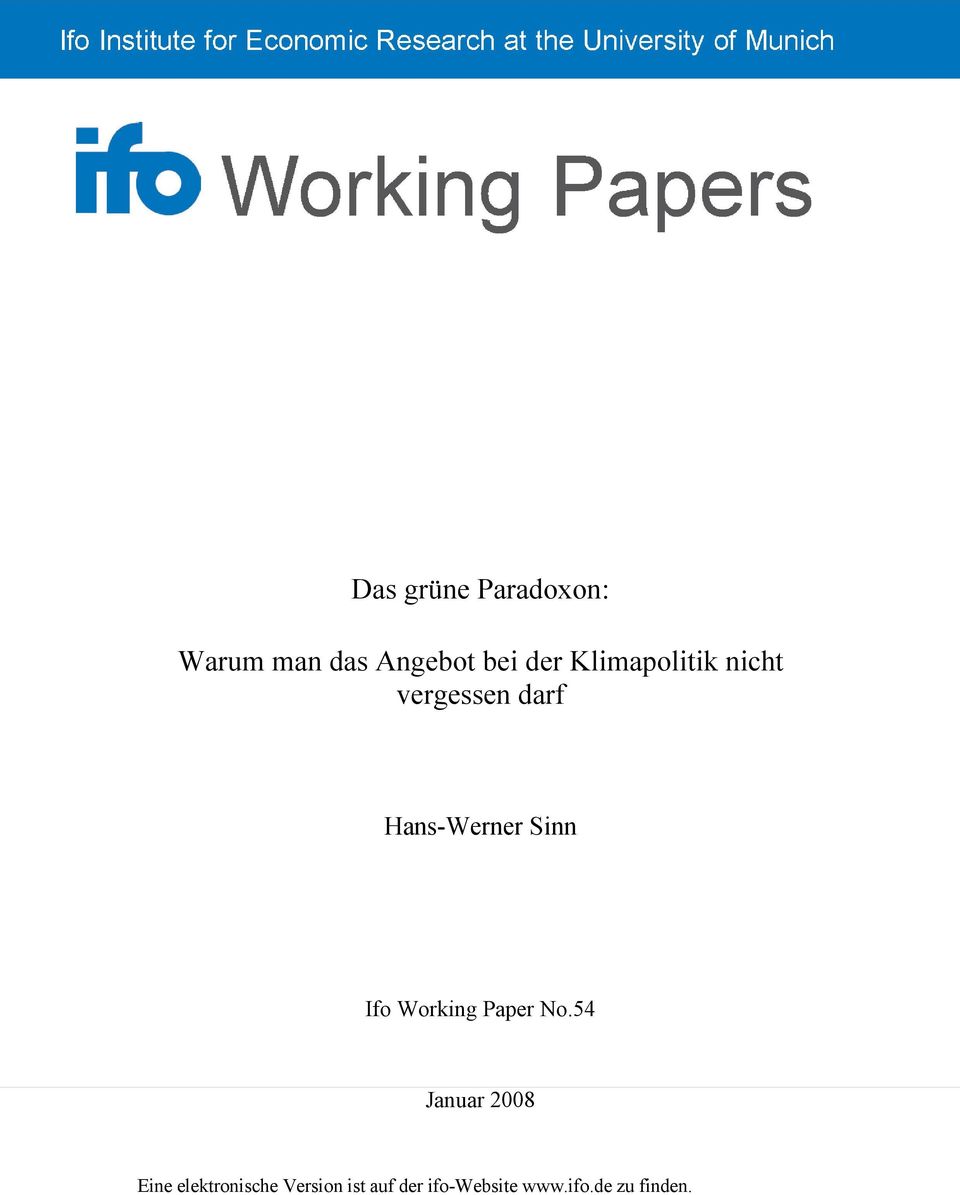 Ifo Working Paper No.