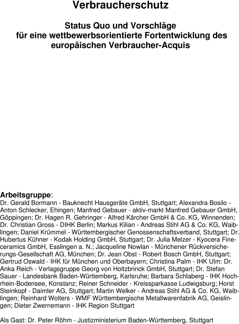 Gehringer - Alfred Kärcher GmbH & Co. KG, Winnenden; Dr. Christian Gross - DIHK Berlin; Markus Kilian - Andreas Stihl AG & Co.