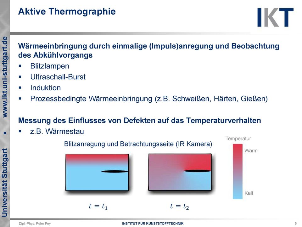 Schweißen, Härten, Gießen) Messung des Einflusses von Defekten auf das Temperaturverhalten z.b.