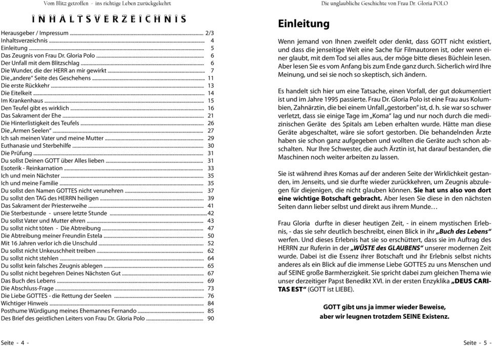 .. 21 Die Hinterlistigkeit des Teufels... 26 Die Armen Seelen... 27 Ich sah meinen Vater und meine Mutter... 29 Euthanasie und Sterbehilfe... 30 Die Prüfung.