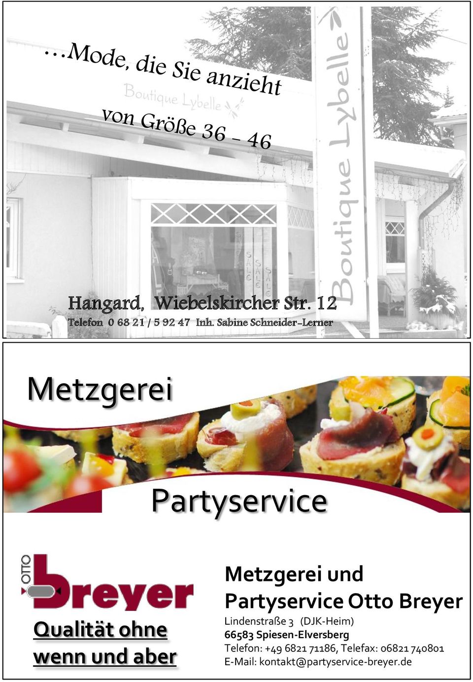 Metzgerei und Partyservice Otto Breyer Lindenstraße 3 (DJK-Heim) 66583