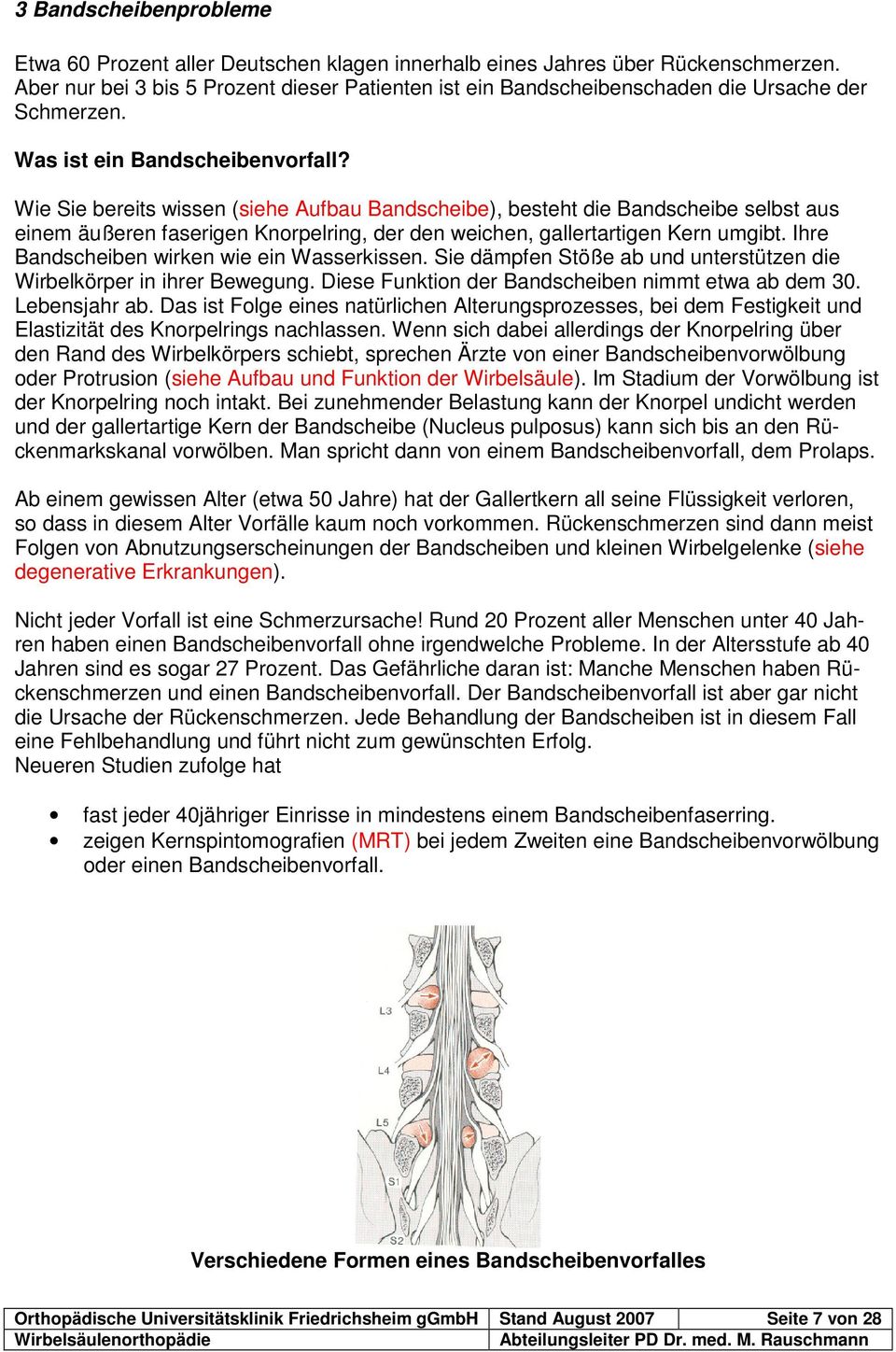 Wie Sie bereits wissen (siehe Aufbau Bandscheibe), besteht die Bandscheibe selbst aus einem äußeren faserigen Knorpelring, der den weichen, gallertartigen Kern umgibt.