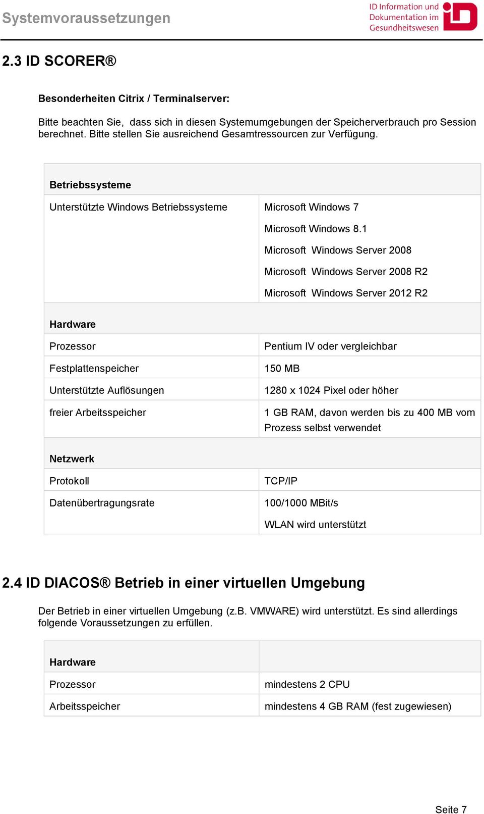 Betriebssysteme Unterstützte Windows Betriebssysteme Microsoft Windows 7 Hardware Prozessor Festplattenspeicher Unterstützte Auflösungen freier Arbeitsspeicher Pentium IV oder vergleichbar 150 MB