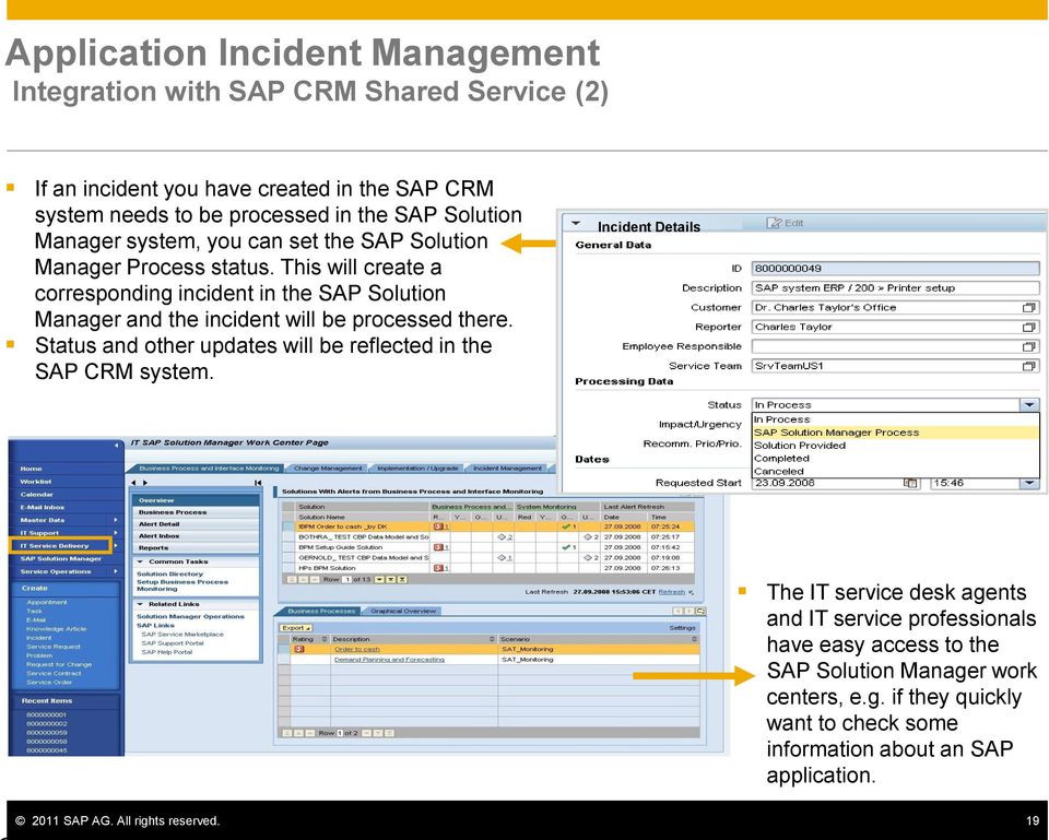 This will create a corresponding incident in the SAP Solution Manager and the incident will be processed there.