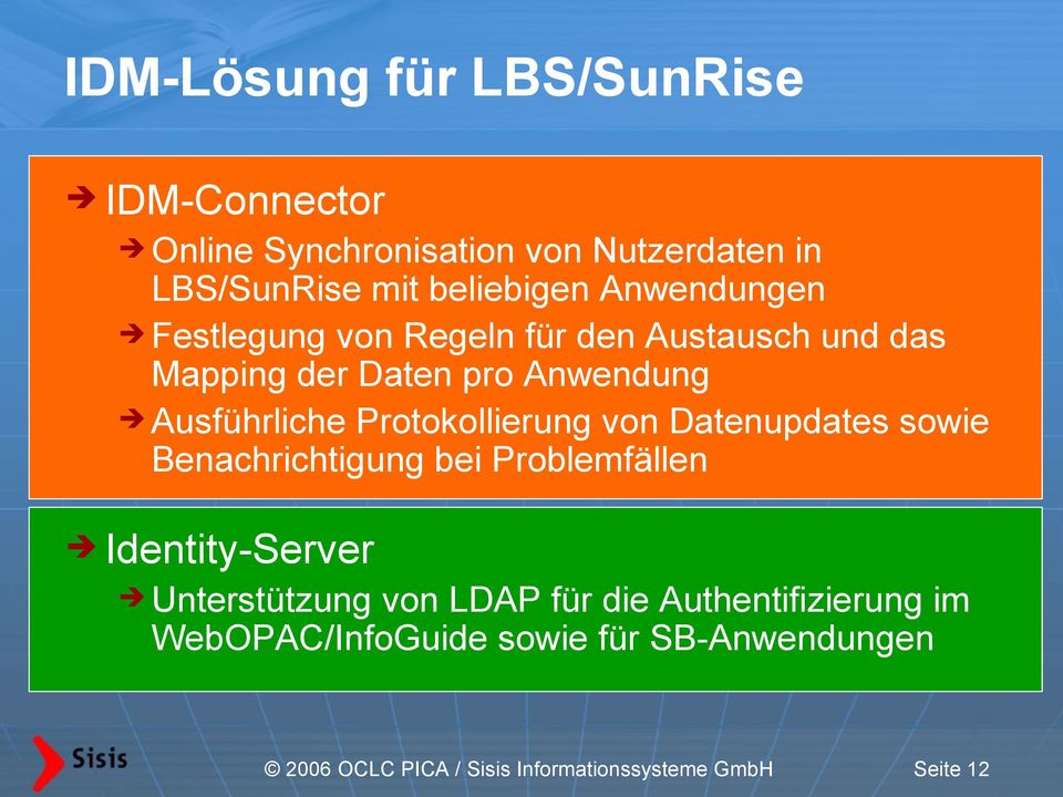 von Datenupdates sowie Benachrichtigung bei Problemfällen Identity-Server Unterstützung von LDAP für die
