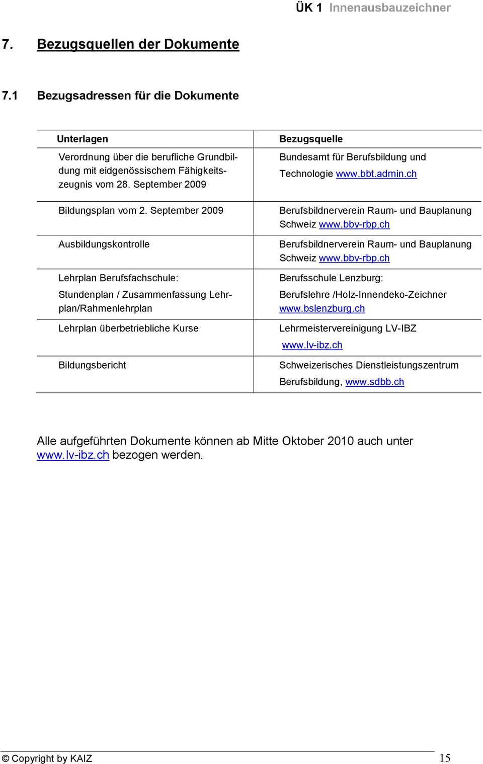 September 2009 Bundesamt für Berufsbildung und Bildungsplan vom 2. September 2009 Berufsbildnerverein Raum- und Bauplanung Schweiz www.bbv-rbp.