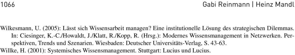 /Kopp, R. (Hrsg.): Modernes Wissensmanagement in Netzwerken. Perspektiven, Trends und Szenarien.
