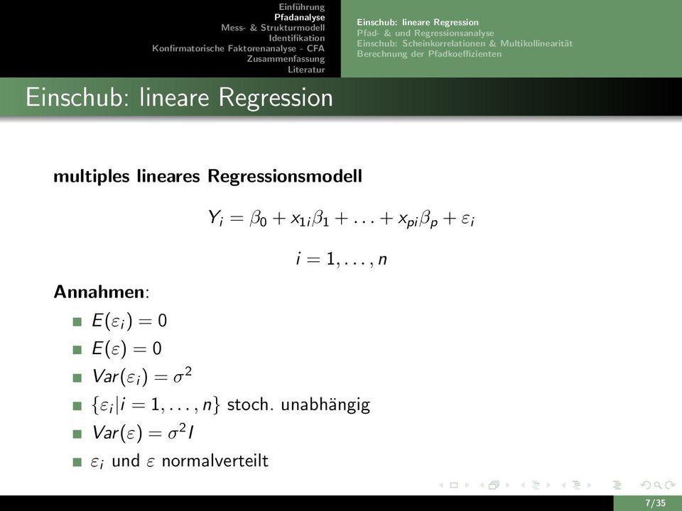 Regressionsmodell Y i = β 0 + x 1i β 1 +... + x pi β p + ε i i = 1,.