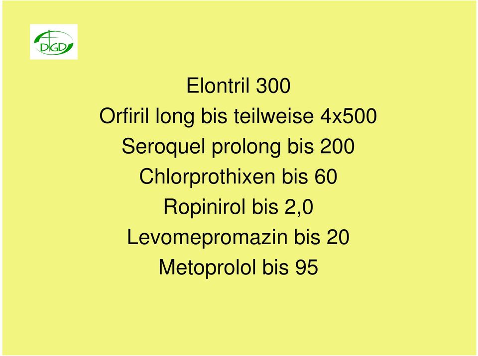 200 Chlorprothixen bis 60 Ropinirol