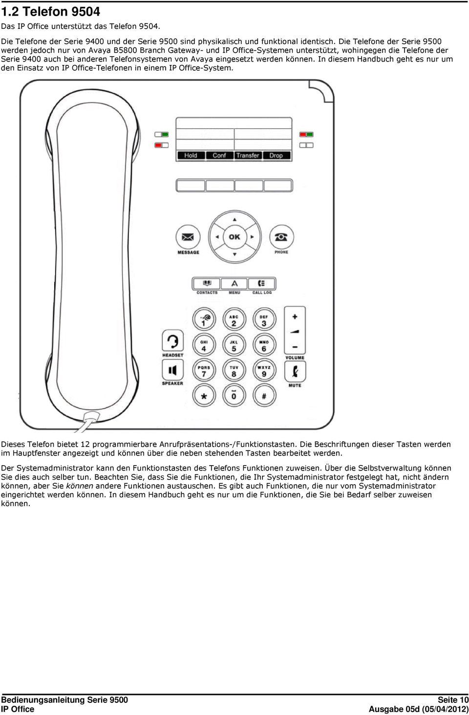 werden können. In diesem Handbuch geht es nur um den Einsatz von -Telefonen in einem -System. Dieses Telefon bietet 12 programmierbare Anrufpräsentations-/Funktionstasten.