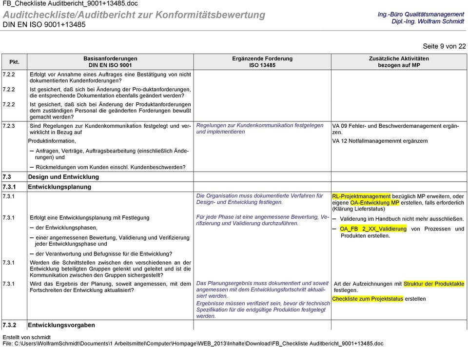 und verwirklicht in Bezug auf Produktinformation, Anfragen, Verträge, Auftragsbearbeitung (einschließlich Änderungen) und Rückmeldungen vom Kunden einschl. Kundenbeschwerden? 7.