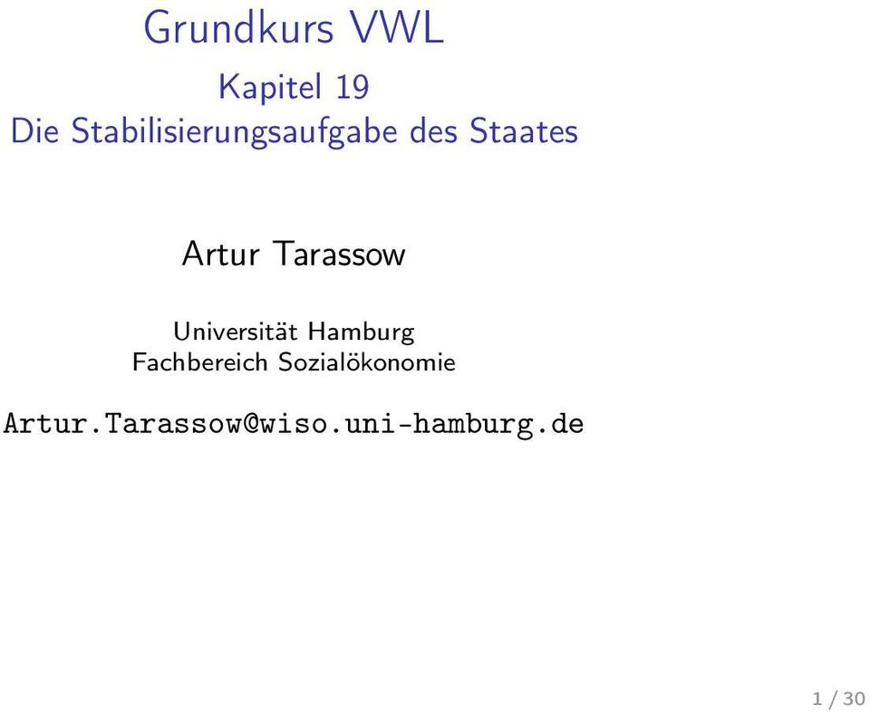 Tarassow Universität Hamburg Fachbereich