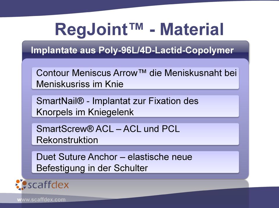 zur Fixation des Knorpels im Kniegelenk SmartScrew ACL ACL und PCL