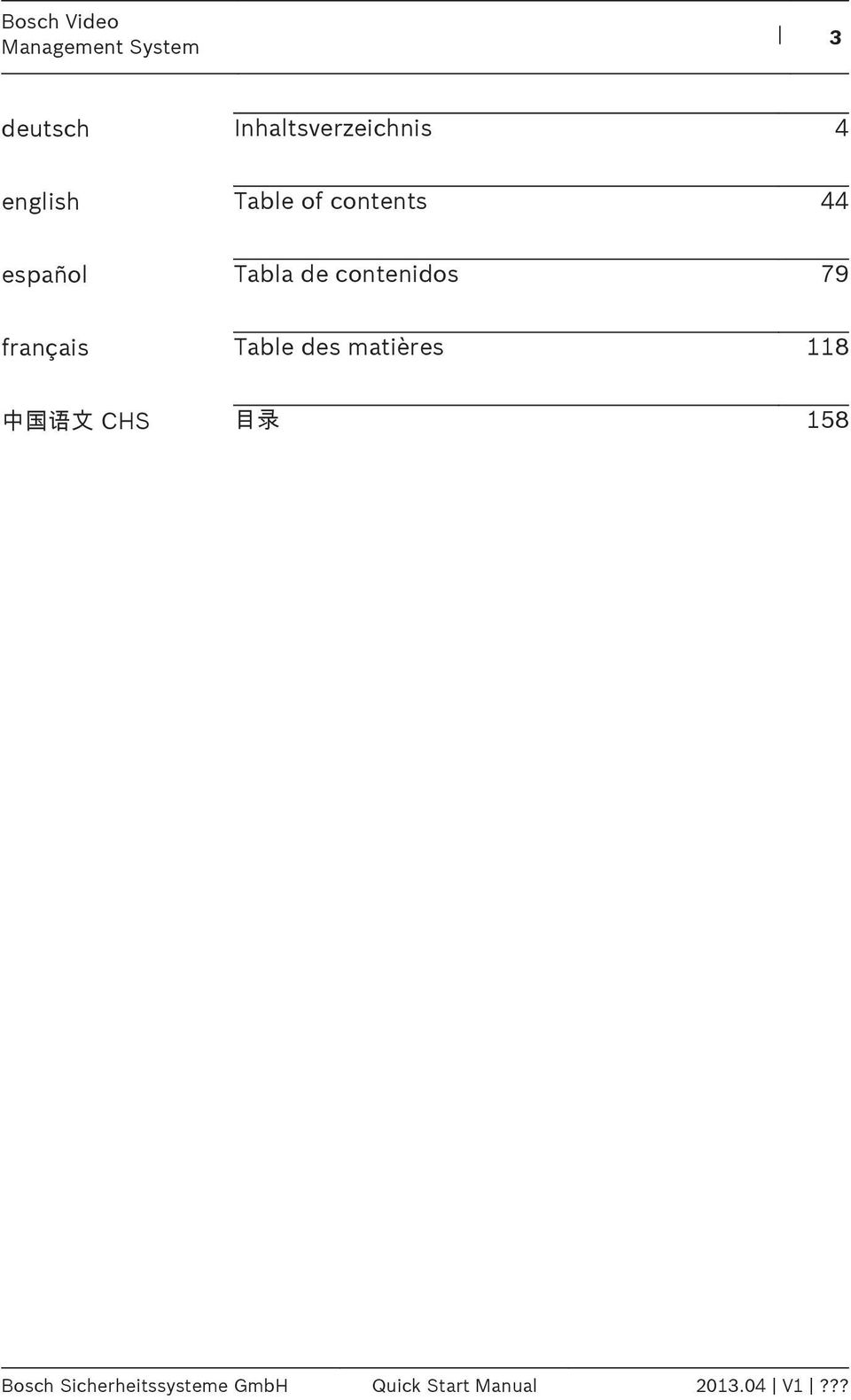 français Table des matières 118 中 国 语 文 CHS 目 录 158
