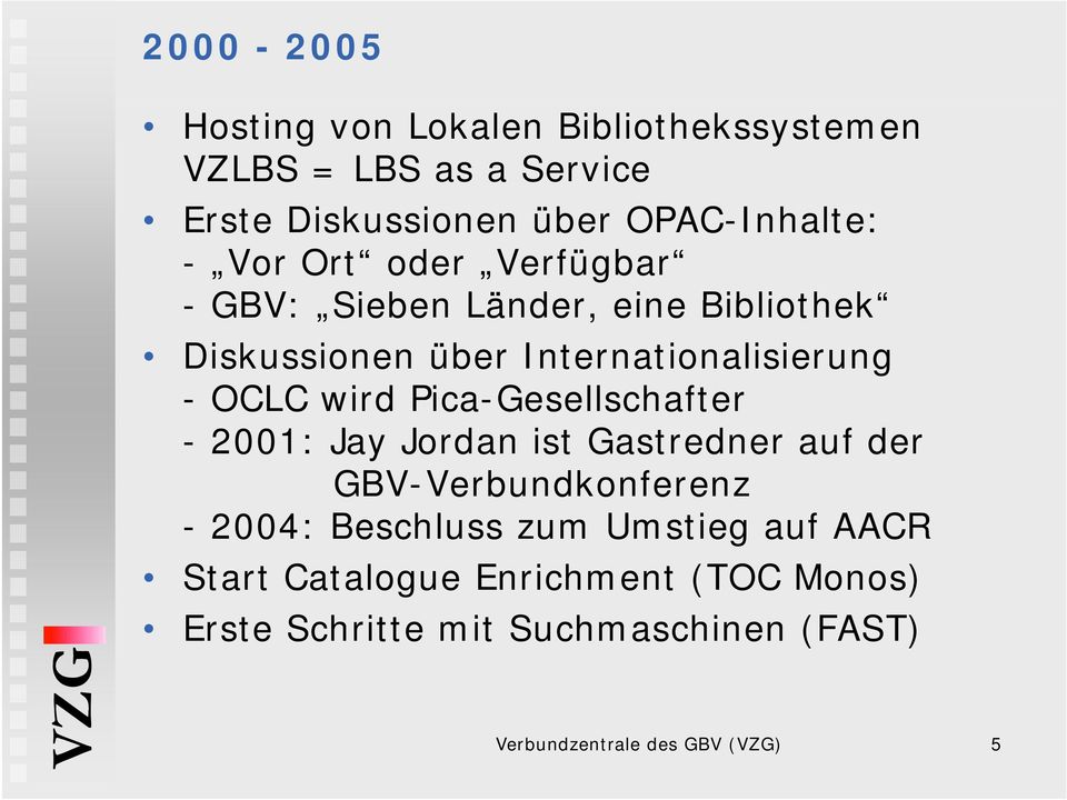 - OCLC wird Pica-Gesellschafter - 2001: Jay Jordan ist Gastredner auf der GBV-Verbundkonferenz - 2004: Beschluss zum
