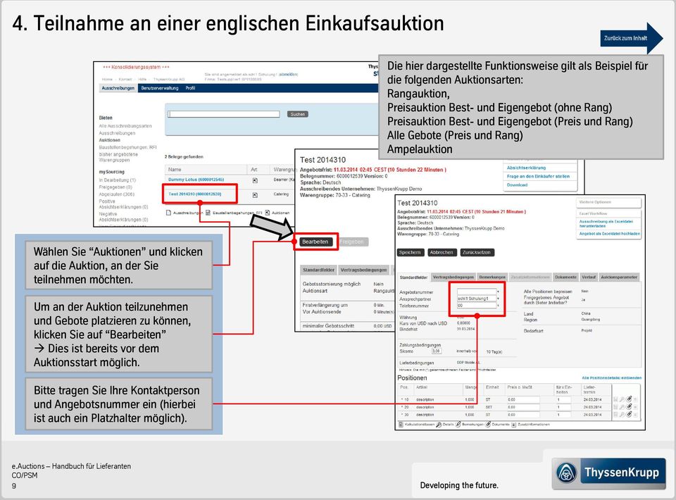 Auktionen und klicken auf die Auktion, an der Sie teilnehmen möchten.