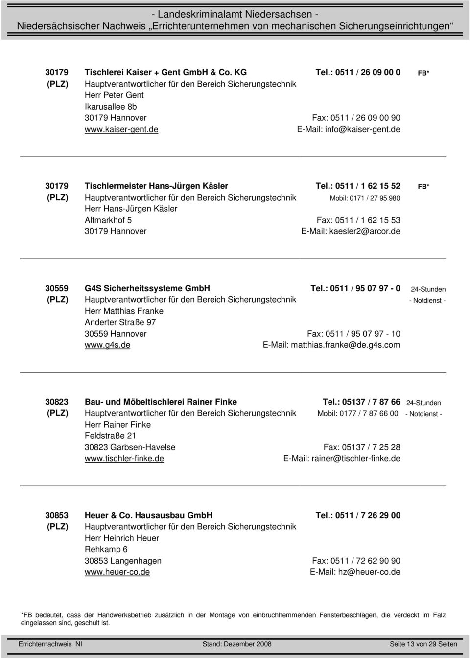 de 30559 G4S Sicherheitssysteme GmbH Tel.: 0511 / 95 07 97-0 24-Stunden - Notdienst - Herr Matthias Franke Anderter Straße 97 30559 Hannover Fax: 0511 / 95 07 97-10 www.g4s.de E-Mail: matthias.