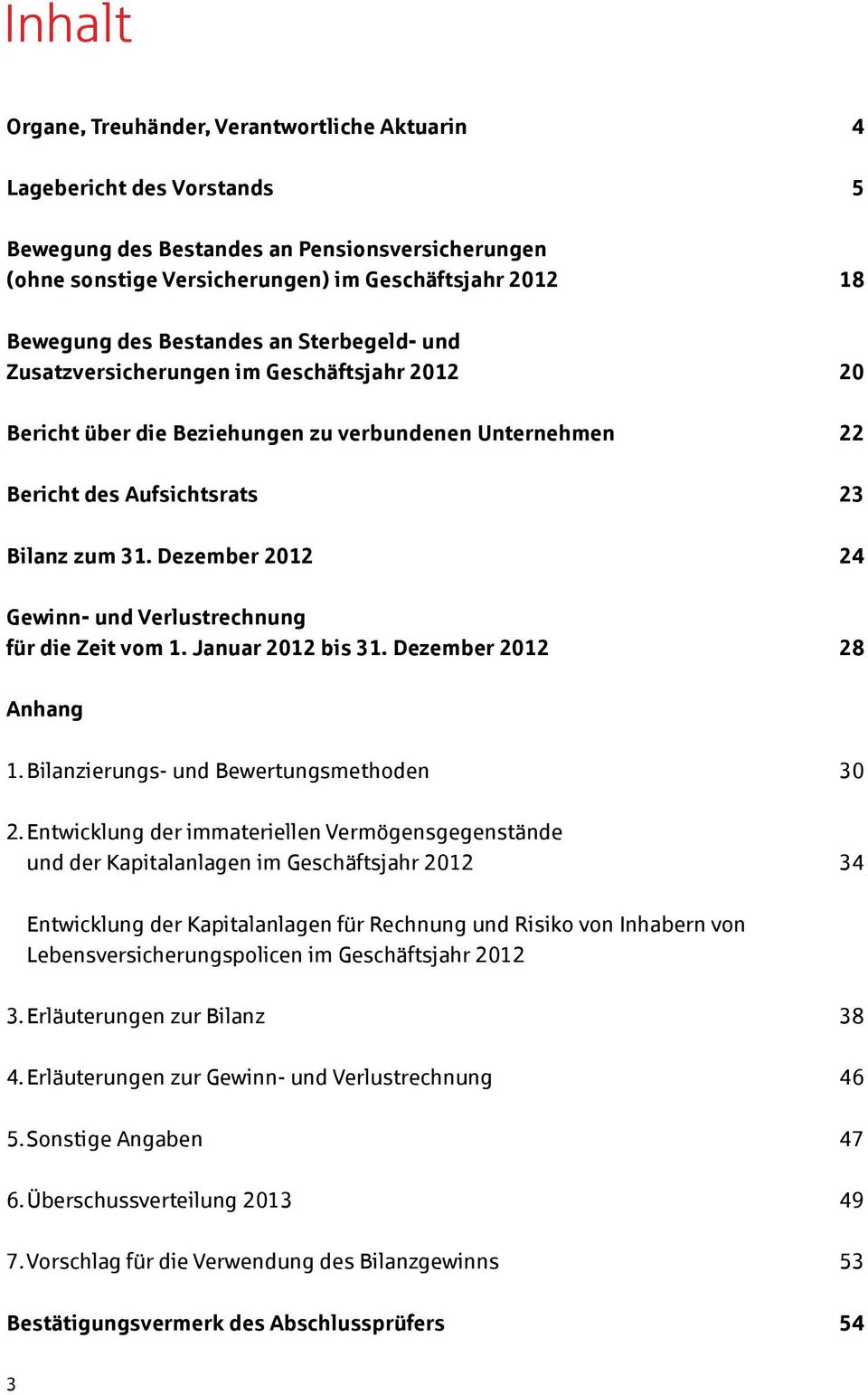 Dezember 2012 24 Gewinn- und Verlustrechnung für die Zeit vom 1. Januar 2012 bis 31. Dezember 2012 28 Anhang 1. Bilanzierungs- und Bewertungsmethoden 30 2.