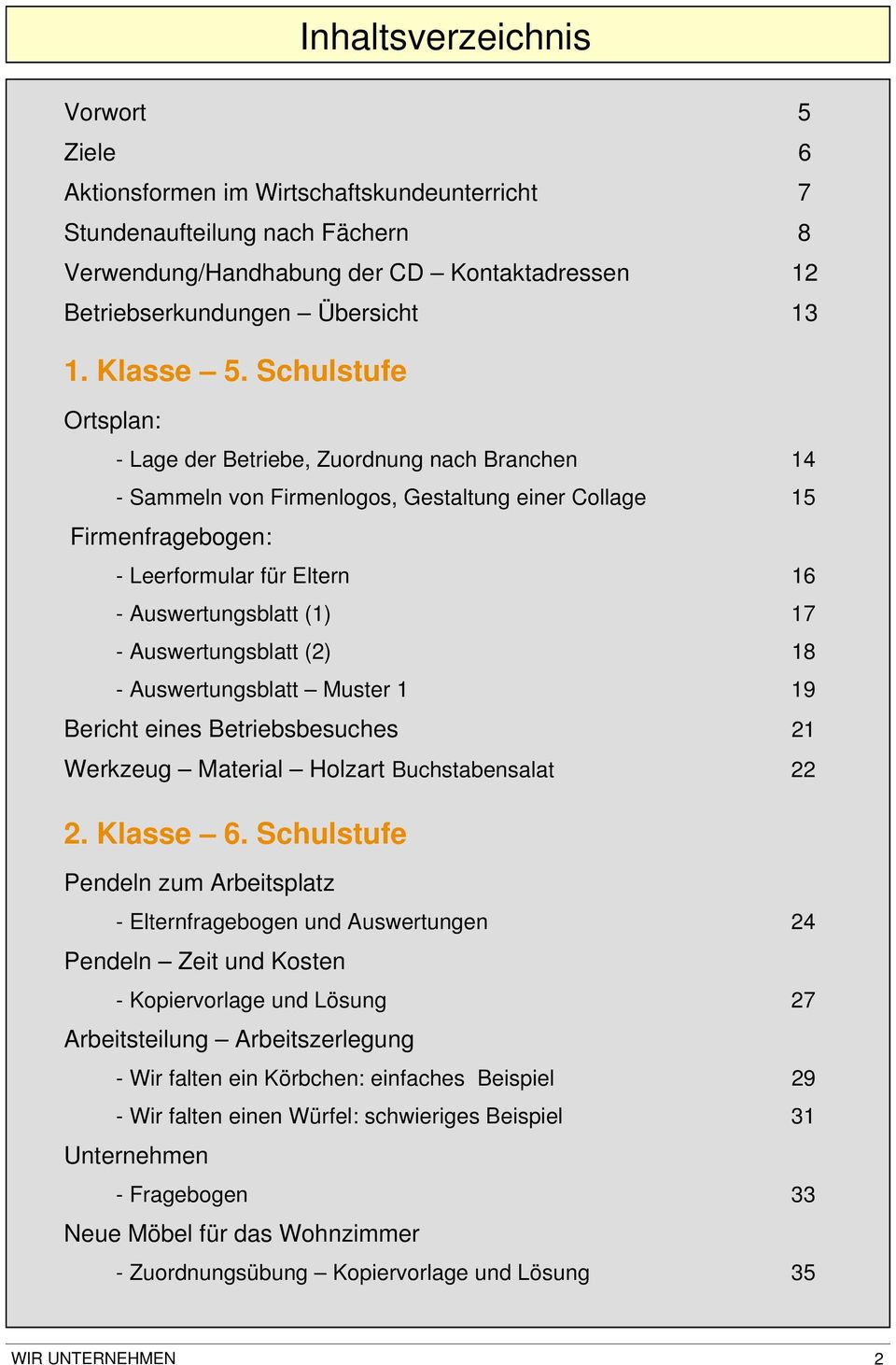 Schulstufe Ortsplan: - Lage der Betriebe, Zuordnung nach Branchen 14 - Sammeln von Firmenlogos, Gestaltung einer Collage 15 Firmenfragebogen: - Leerformular für Eltern 16 - Auswertungsblatt (1) 17 -