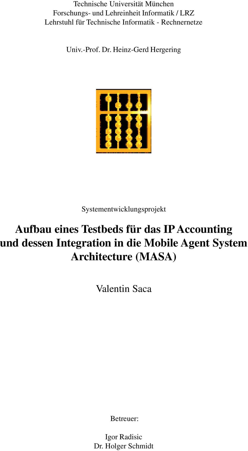Heinz-Gerd Hergering Systementwicklungsprojekt Aufbau eines Testbeds für das IP Accounting