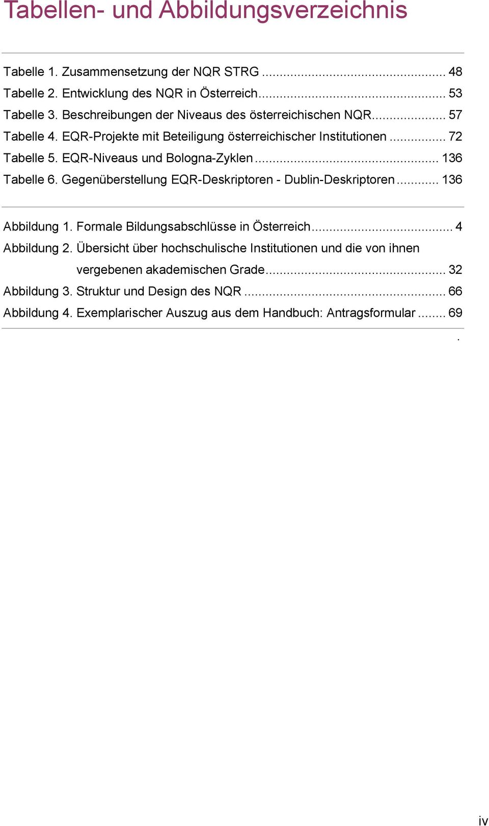 EQR-Niveaus und Bologna-Zyklen... 136 Tabelle 6. Gegenüberstellung EQR-Deskriptoren - Dublin-Deskriptoren... 136 Abbildung 1. Formale Bildungsabschlüsse in Österreich.