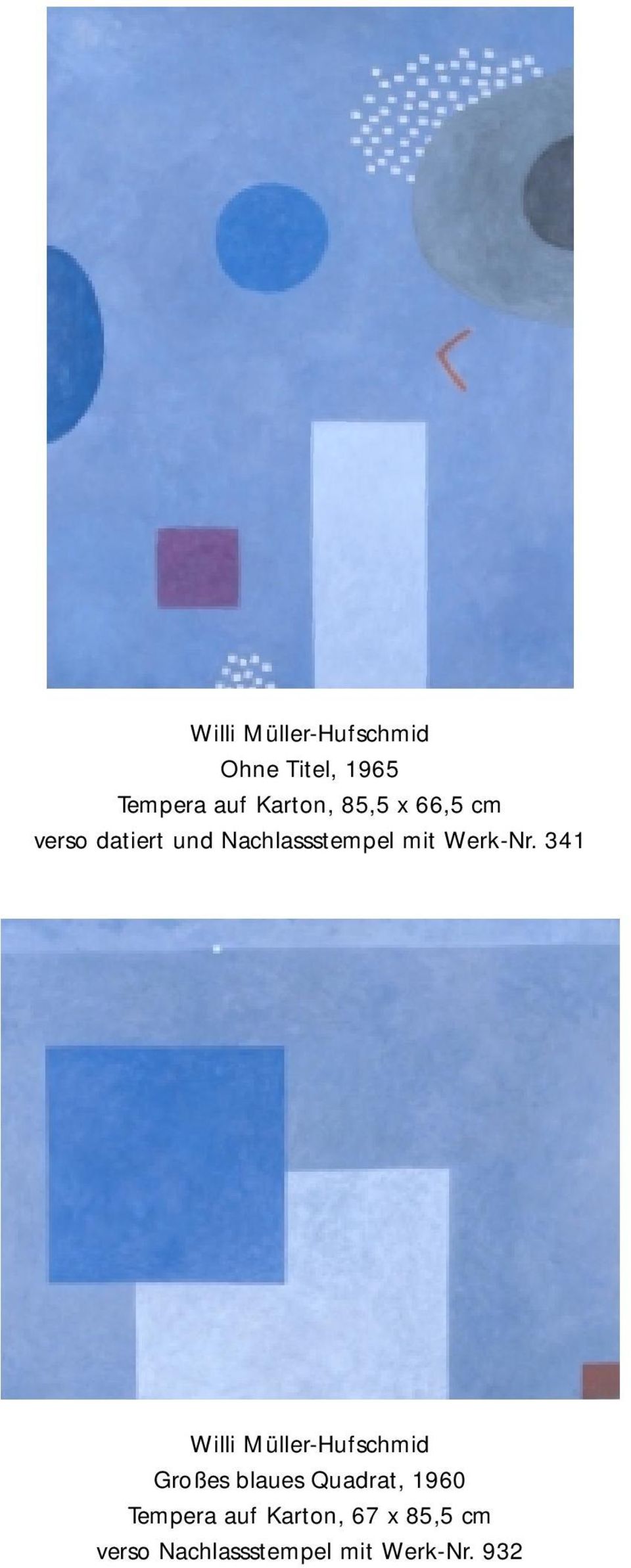 341 Willi Müller-Hufschmid Großes blaues Quadrat, 1960