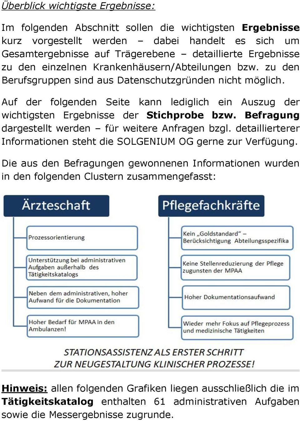 Auf der folgenden Seite kann lediglich ein Auszug der wichtigsten Ergebnisse der Stichprobe bzw. Befragung dargestellt werden für weitere Anfragen bzgl.